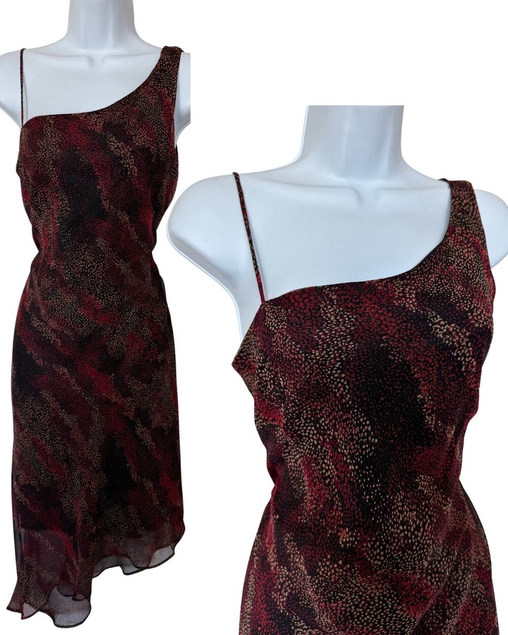 Vintage 90s Y2K Alyn Paige Slip Dress 7/8 Asymmetrical Midi Grunge Sheer